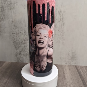 Marilyn Monroe Pink Tumbler, Marilyn Monroe Cup, Pink Tumbler, 20oz Skinny Tumbler, Travel Coffee Mug, Bild 1
