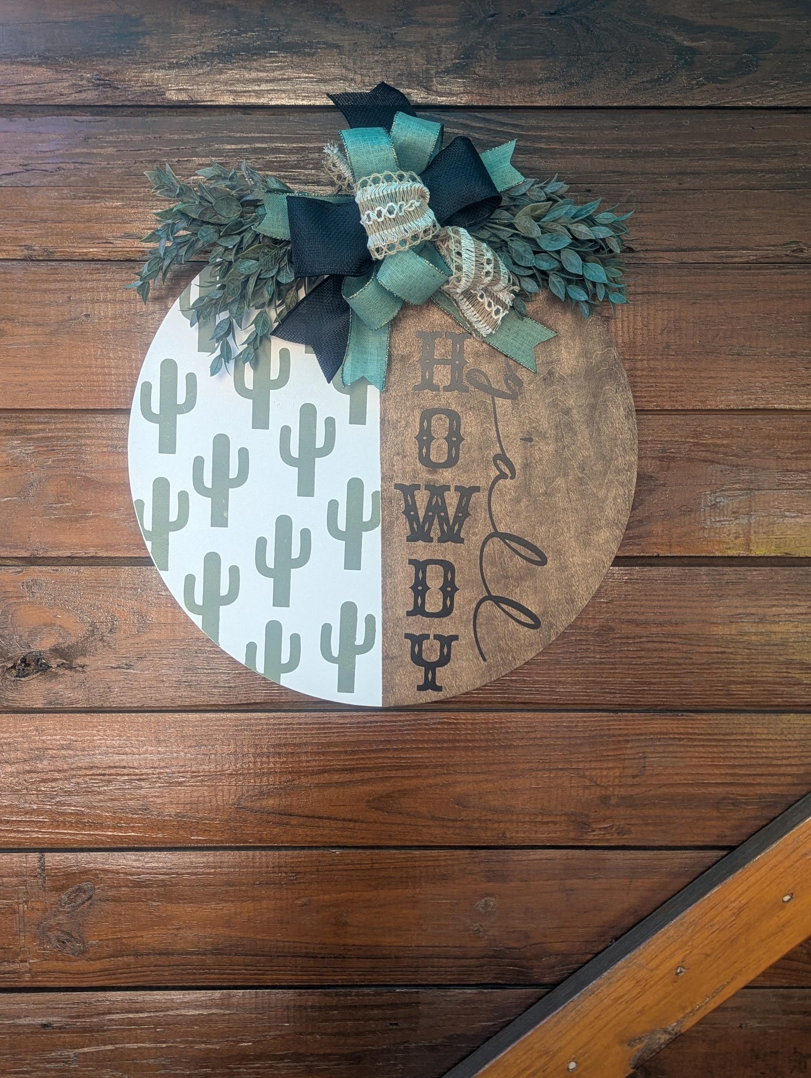 Rustic Cactus Sign Howdy Y’all Cactus Rustic Door Hanger, Cactus Door Sign, Western Front ...
