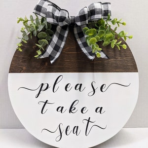 Please take a seat ,Bathroom sign, Rustic, Farmhouse, Decor, Wood Hanger