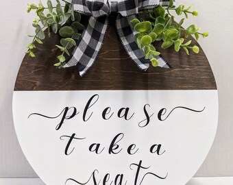 Please take a seat ,Bathroom sign, Rustic, Farmhouse, Decor, Wood Hanger