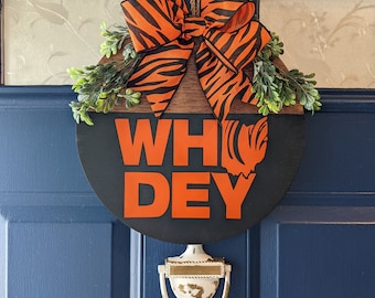 Cincinnati Football Door Hanger: Orange & Black Welcome Sign