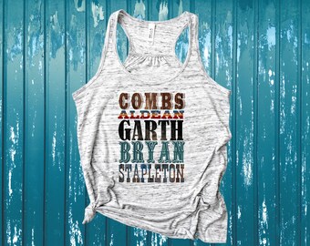 Men of Country, Tank top, Combs, Alden, Garth, Bryan, Stapleton, Vintage, Country ,Summer, Music