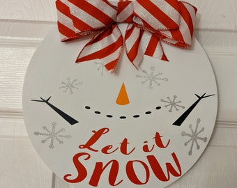 Winter Front Door Decor | Let It Snow | Snowman Front Door Wreath | Winter Wreath | Winter Door Wreath | Winter Sign