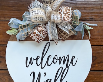 Welcome Y'all Door Hanger, Rustic Front Door Decor