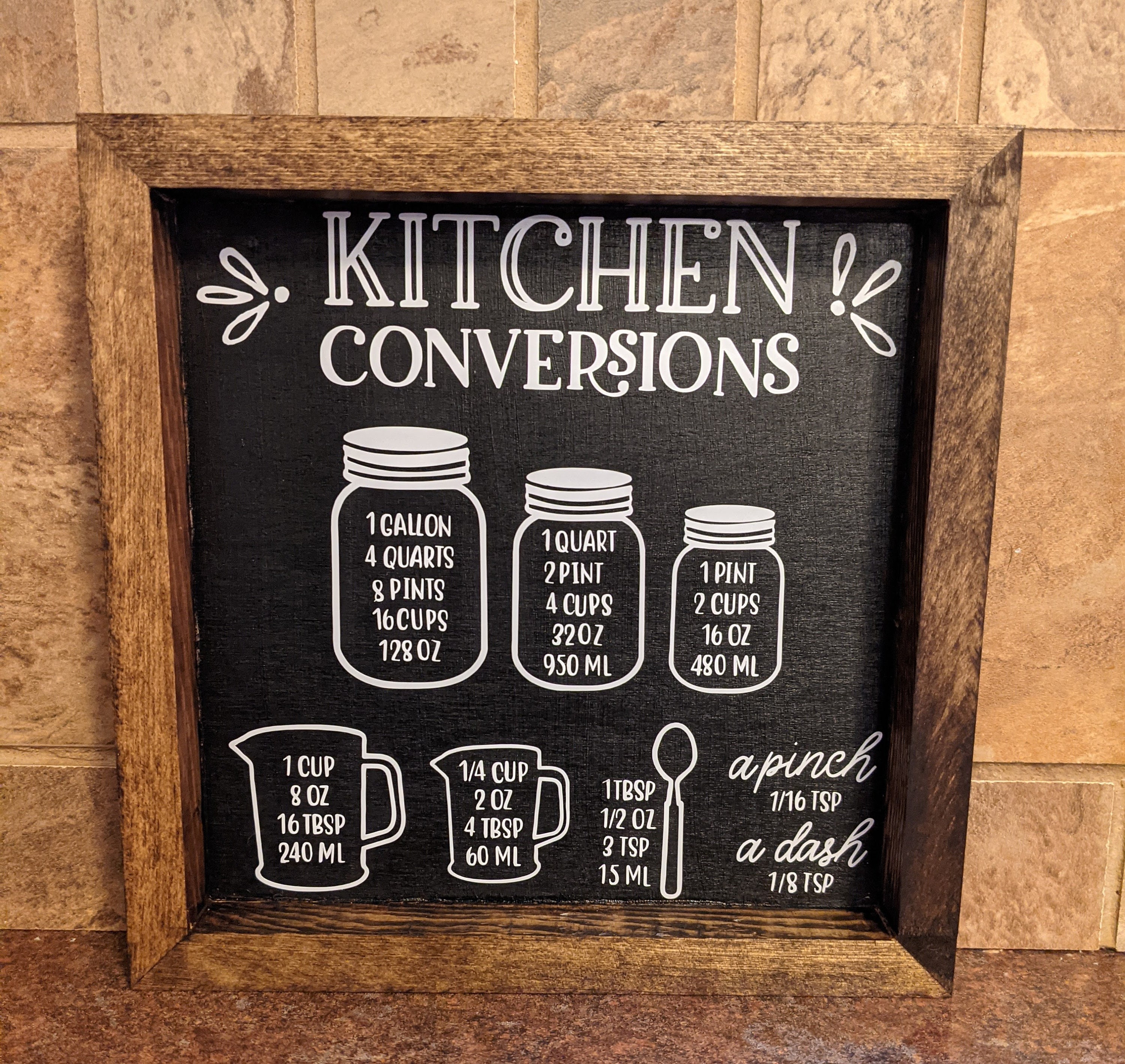 Wooden Measurement Sign Stained Farmhouse Decor Kitchen Decor Sign White Mason Jar Kitchen Conversion Chart Wooden Measurement Sign Stained Farmhouse Decor Kitchen Decor Sign White Mason Jar Kitchen Conversion Chart