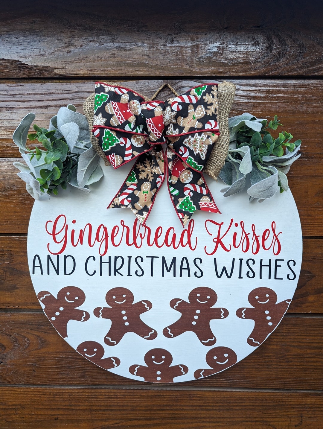 Gingerbread Door Hanger, Christmas Door Hanger, Christmas Wreath ...