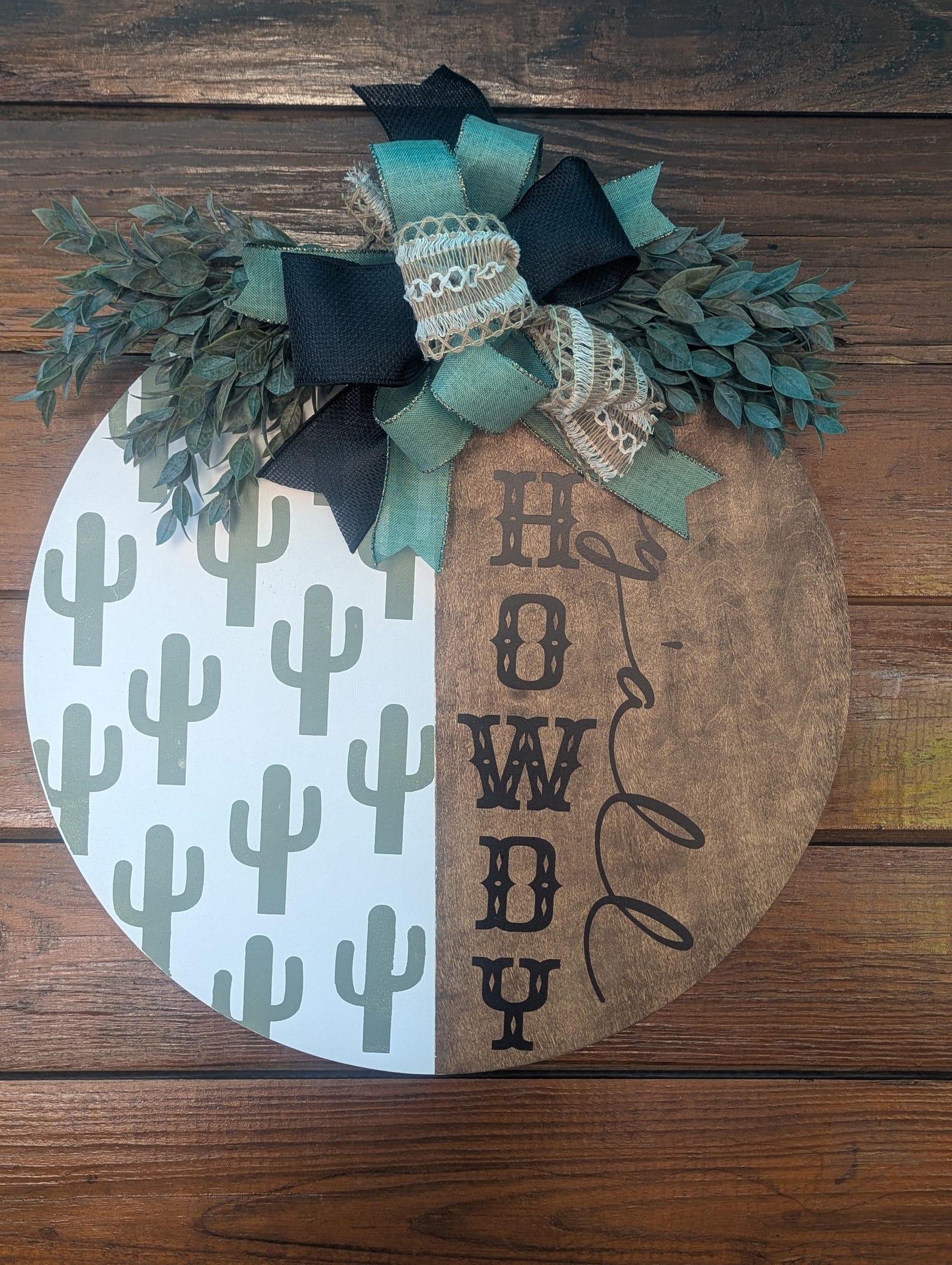 Rustic Cactus Sign Howdy Y’all Cactus Rustic Door Hanger, Cactus Door Sign, Western Front ...