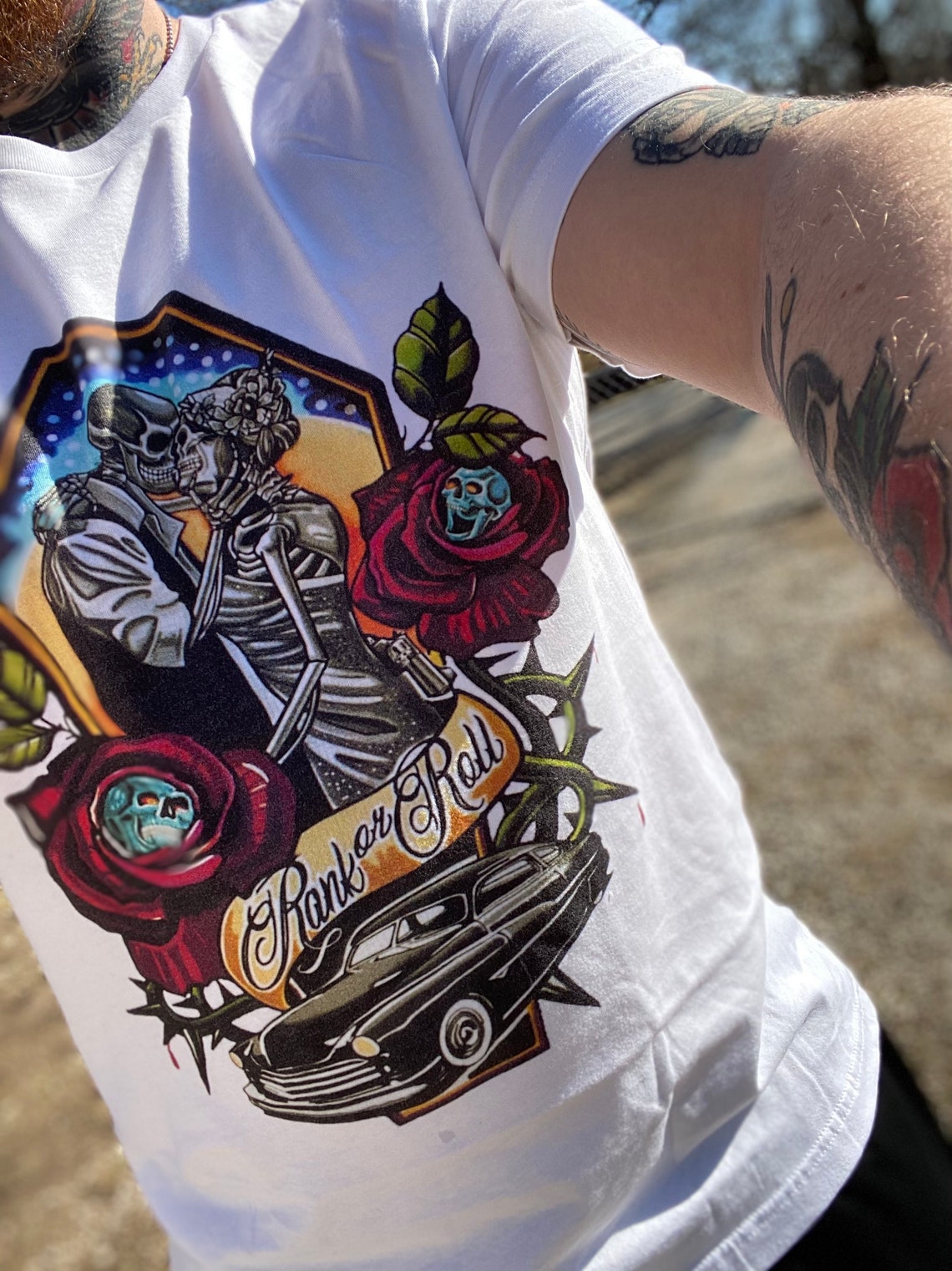 Ride or die skeleton couples tattoo art tee custom low rider Etsy