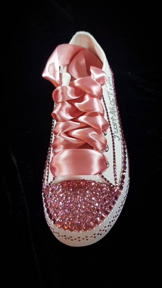 Crimson Beaded Bridal Platform Sneakers