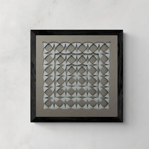Decorazione con motivo geometrico 3D, arte murale in carta a strati, scultura murale in carta, arazzo 3D, design geometrico circolare, creazione di carta