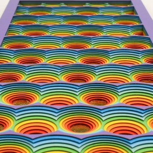 ingelijst 3D-decor, papieren muursculptuur, minimalistisch patroon, veelkleurige muurkunst, 3D wandkleed, geometrisch papierontwerp, papier gesneden kunst