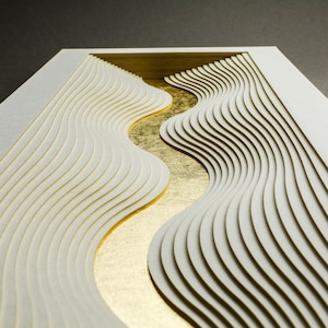fiume della vita, arte 3D incorniciata, scultura murale minimalista, decorazione murale in carta a strati, arazzo 3D, design della carta, creazione di carta a strati