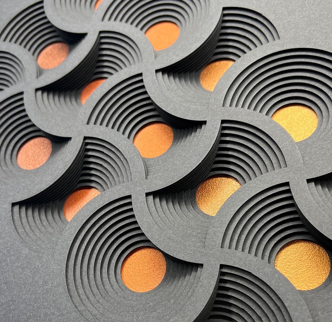 Framed 3D Decor, Paper Wall Sculpture, Minimalist Pattern, Multicolor ...
