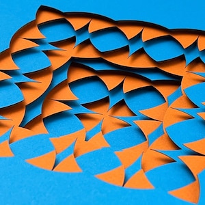 3D geometric pattern decor, layered paper wall art, paper wall sculpture, 3D wall hanging, circular geometric design, retro paper creation