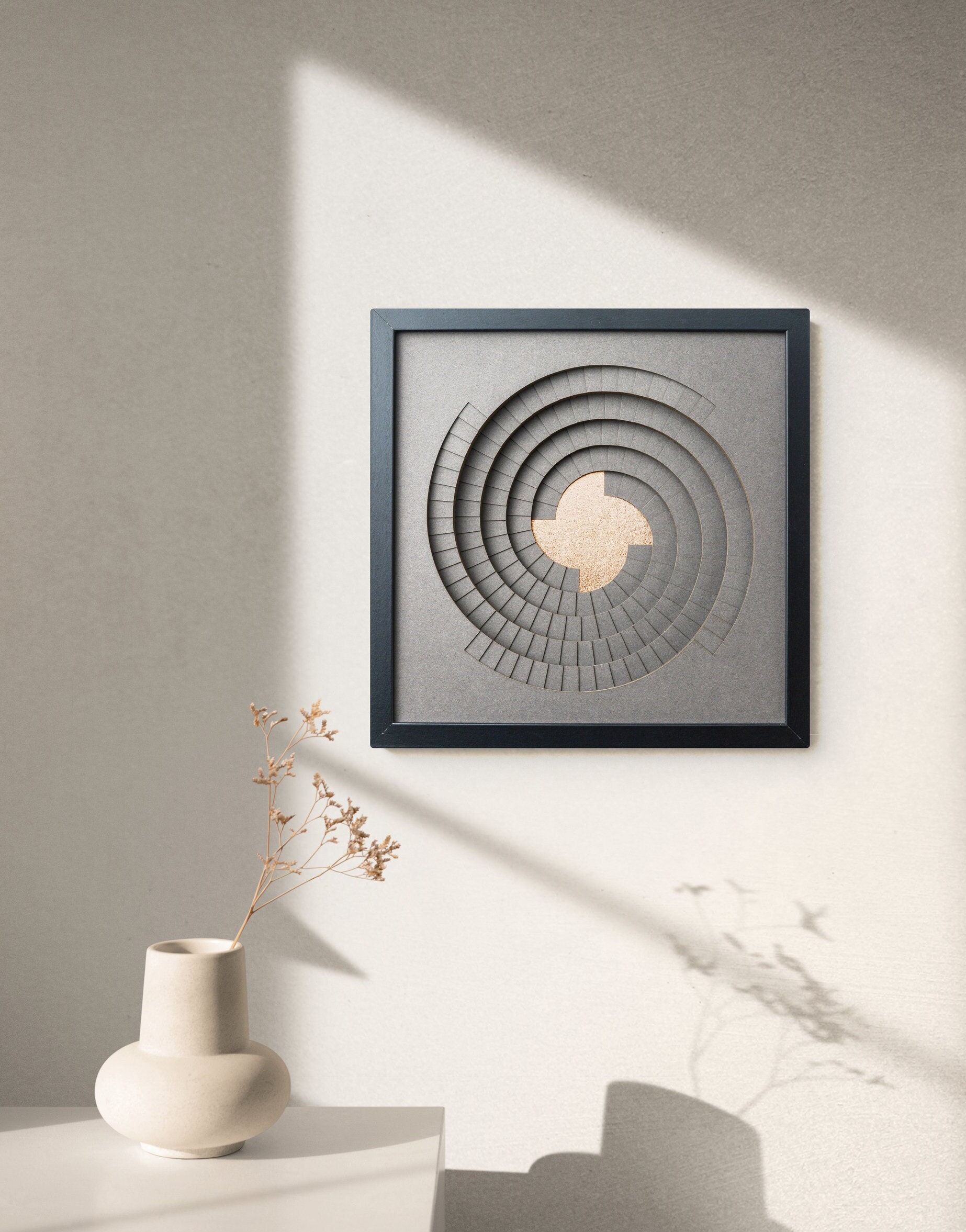 Framed 3D Art, Layered Paper Wall Sculpture, Spiral Pattern, Paper Wall ...
