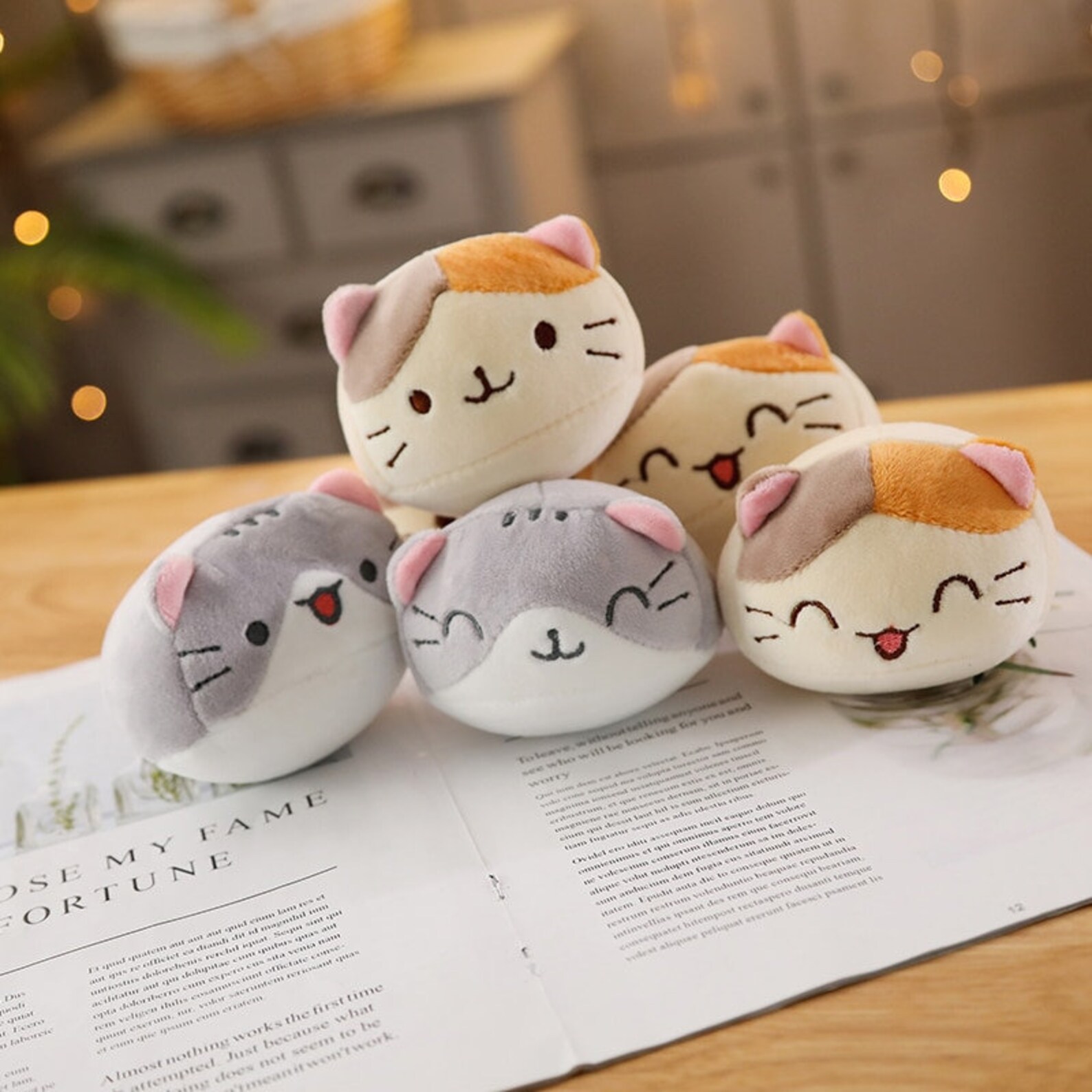 8 pcs Pudding Cat Plush Bag Set Cute Kawaii Kitty Kitten Etsy