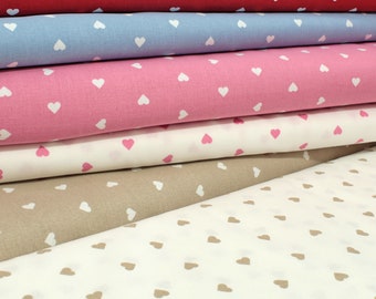 Tessuto 100% cotone stampato a cuori tagli 25x140 cm ideale per patchwork, cucito creativo, pupazzeria