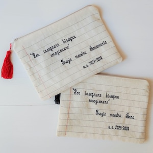 Pochette astuccio maestra regalo insegnante fine anno scolastico con frase personalizzata