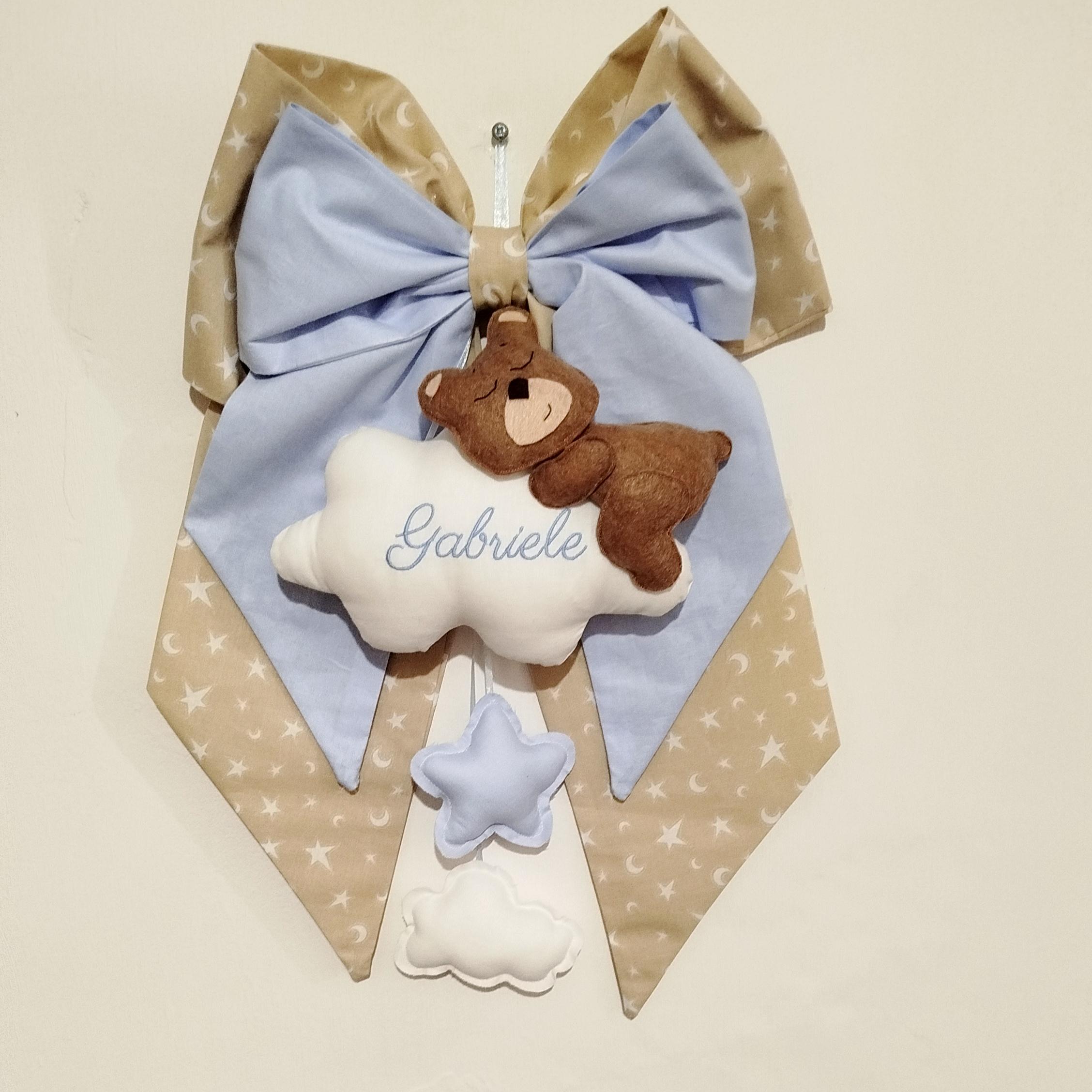 Fiocco Nascita Personalizzato Con Orsetto In Piquet - 5