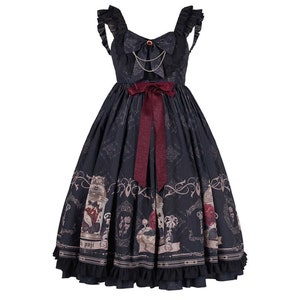 Ruffle Tiered Tea Party Dress Halloween Prom Plus Size Rococo Retro Vintage Inspired Full Black Gothic Lolita Dress