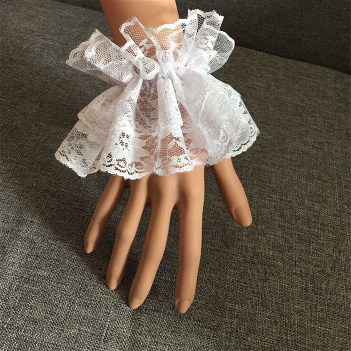 Women Lolita Hand Sleeve Wrist Cuffs Ruffled Lace Maid Cosplay Etsy