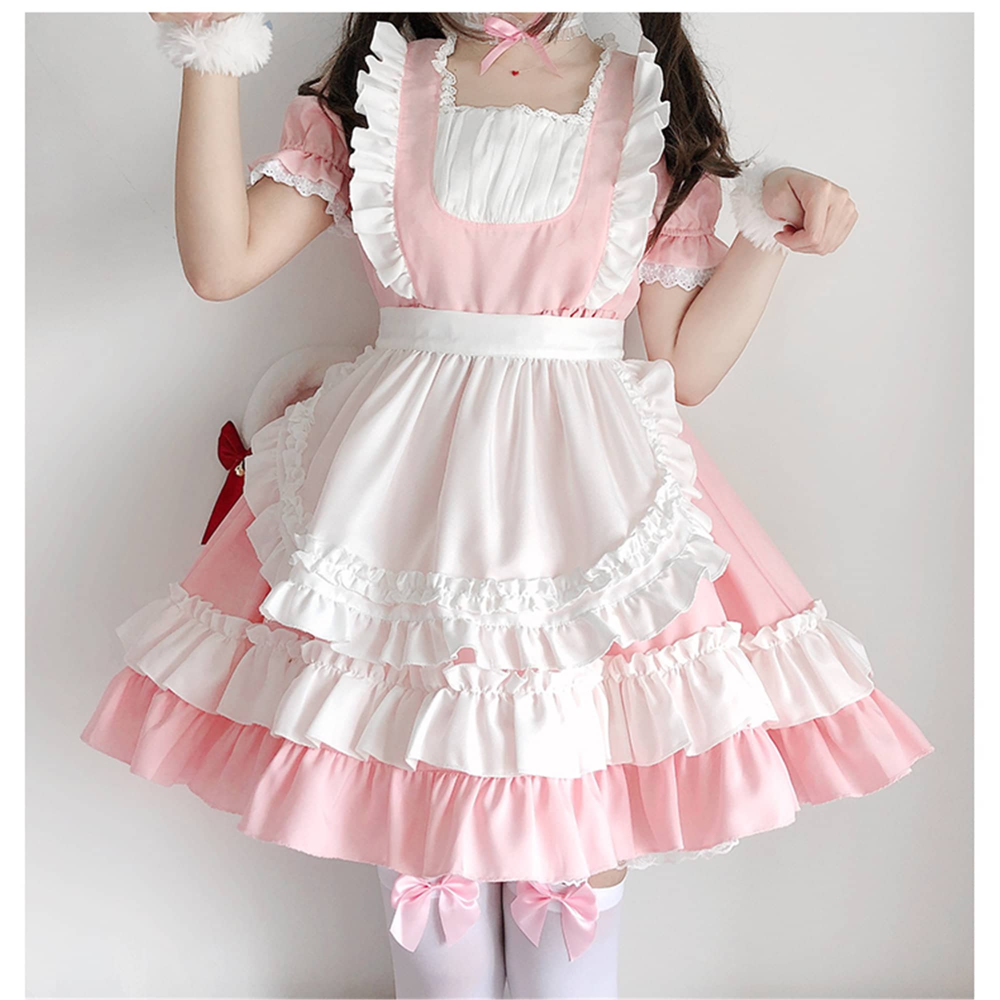 Pink Sweet Lolita Dress Cosplay Pink Kitty Maid Costume Etsy