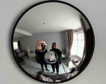 Bubble Convex Mirror | Handmade, Matte Black Frame (50cm)