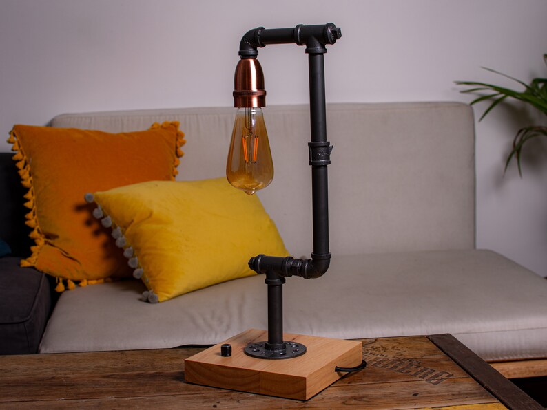 Industrial Pipe Table Lamp With Edison Bulb Black Dimmer and Etsy UK