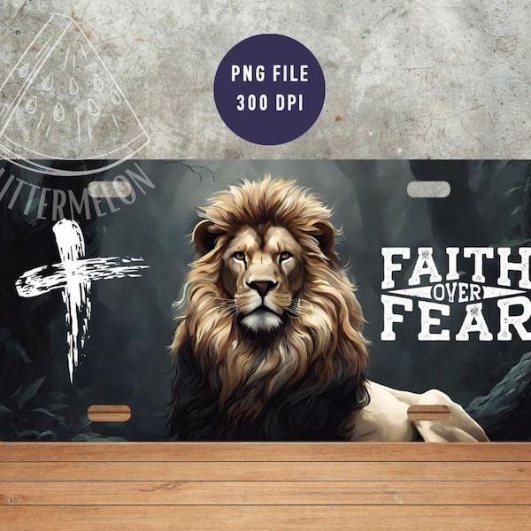 Faith License Plate PNG Sublimation Design Christian Religious Bible PNG Cross Jesus Lion Car License Plate Digital Download Gift for Man