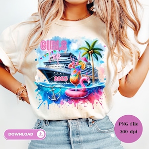 Girls Trip 2025 Sublimation PNG Cruise Watercolor Sublimation Friends Vacation PNG Cruise Vacation 2025 Cocktail Sublimation Cruise Squad