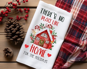 Christmas Kitchen Towel PNG There&#39;s No Place Like Home For Holidays Tea Towel Sublimation Design Chef Coking Lover Gift PNG Christmas House