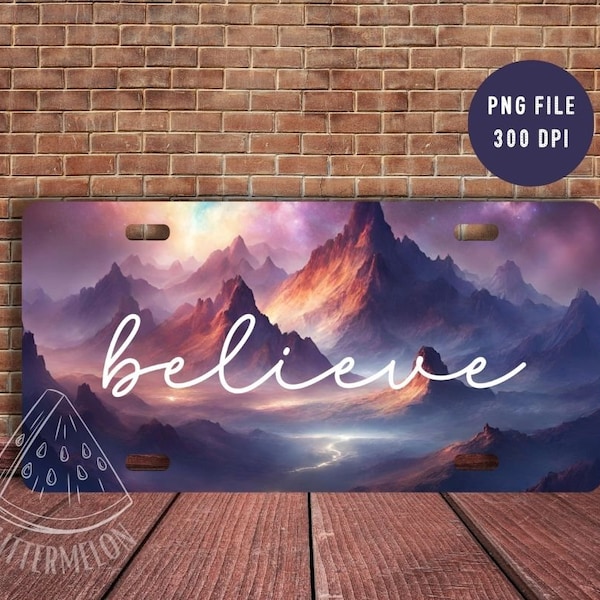 Faith Believe License Plate PNG Sublimation Design Christian Religious Bible PNG Cross Jesus Car License Plate Téléchargement numérique