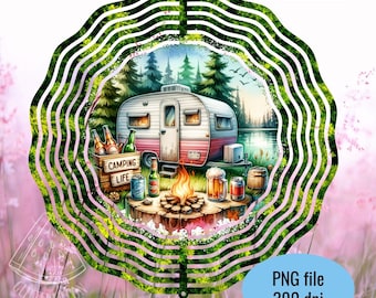 Camping Wind Spinner Sublimation Design, Camper Adventure (PNG)