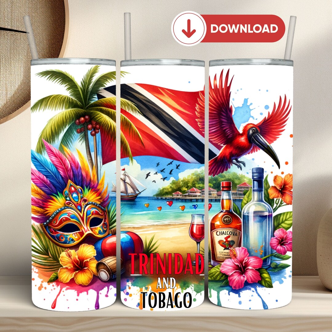Trinidad and Tobago Sublimation Tumbler 20 Oz Straight Skinny Tumbler ...