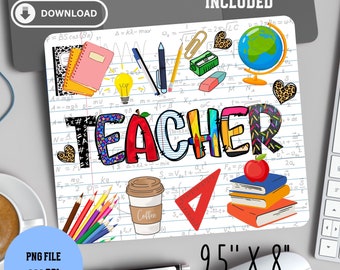 Teacher Mouse Pad Sublimation Design, School PNG (Digital Download)