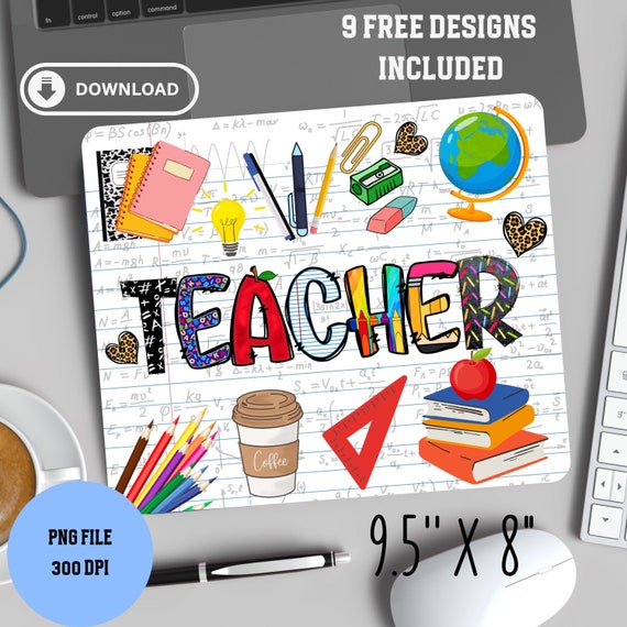 Teacher Mouse Pad Sublimation Design, School PNG (Digital Download)