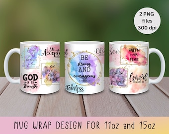 Christian Bible Verse Mug Wrap PNG Sublimation 11oz 15 oz Coffee Tea Mug PNG Design Christian Affirmations PNG Religious Faith Mug Wrap