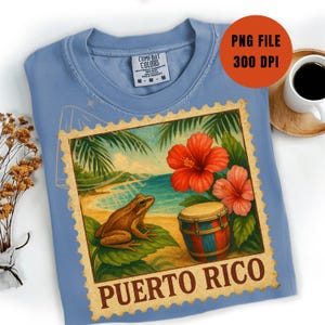 Puerto Rico Stamp PNG Sublimation PNG Boricua Shirt Coqui Frog Puerto Rico Shirt Puerto Rican Gift Puerto Rico Trip 2025 Vacation 2025