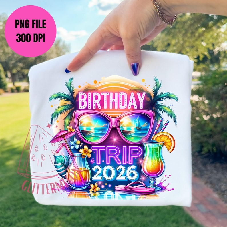 Birthday Trip 2026 PNG, Summer Vacation Design (Digital Download) image 3