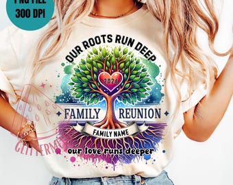 Family Reunion 2026 Shirt PNG Sublimation Family Tree 2026 PNG Matching Sweatshirt Design Our Roots Run Deep Our Love Runs Deeper
