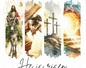 Él ha resucitado PNG Sudadera Sublimación Pincelada Camiseta de Pascua Jesús Pascua Camiseta Cristiana Versículo Bíblico de Pascua Mateo 28:6 Feliz Pascua