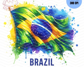 Brazil Flag Watercolor Sublimation Design (PNG)