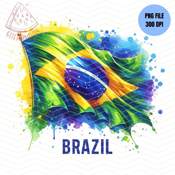 Brazil Flag Watercolor Sublimation Design (PNG)