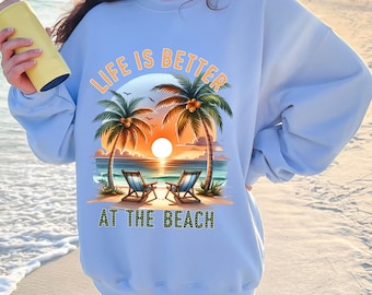 Life is Better at the Beach PNG, Summer Sunset Design (Digital Download)