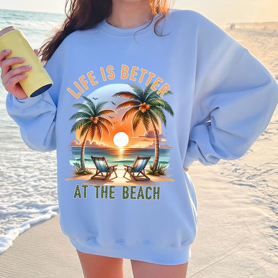 Life is Better at the Beach PNG, Summer Sunset Design (Digital Download)