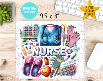 Nurse Life Mouse Pad Sublimation Design (PNG Digital Download)