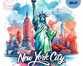 NYC 女子旅 T シャツ デザイン、ニューヨークの街並み (PNG デジタル ダウンロード)