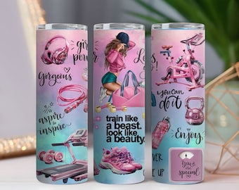 Workout Tumbler Wrap, Motivational Fitness Design (Digital Download)