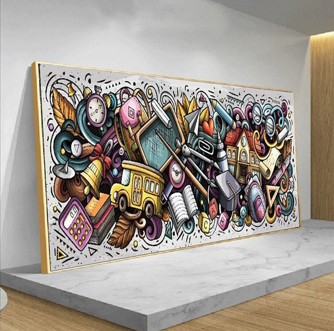 Cartoon Graffiti Art Canvas Banner Painting Wall Abstract Etsy