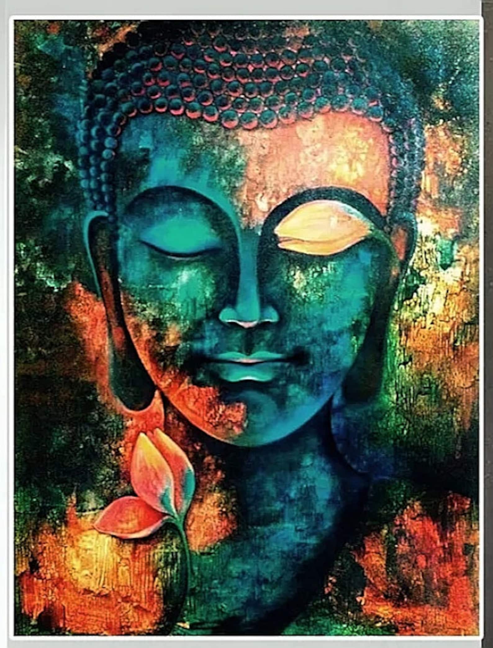 Modern Buddha Abstract Poster Decor Hand Printed Wall Art Oil | Etsy